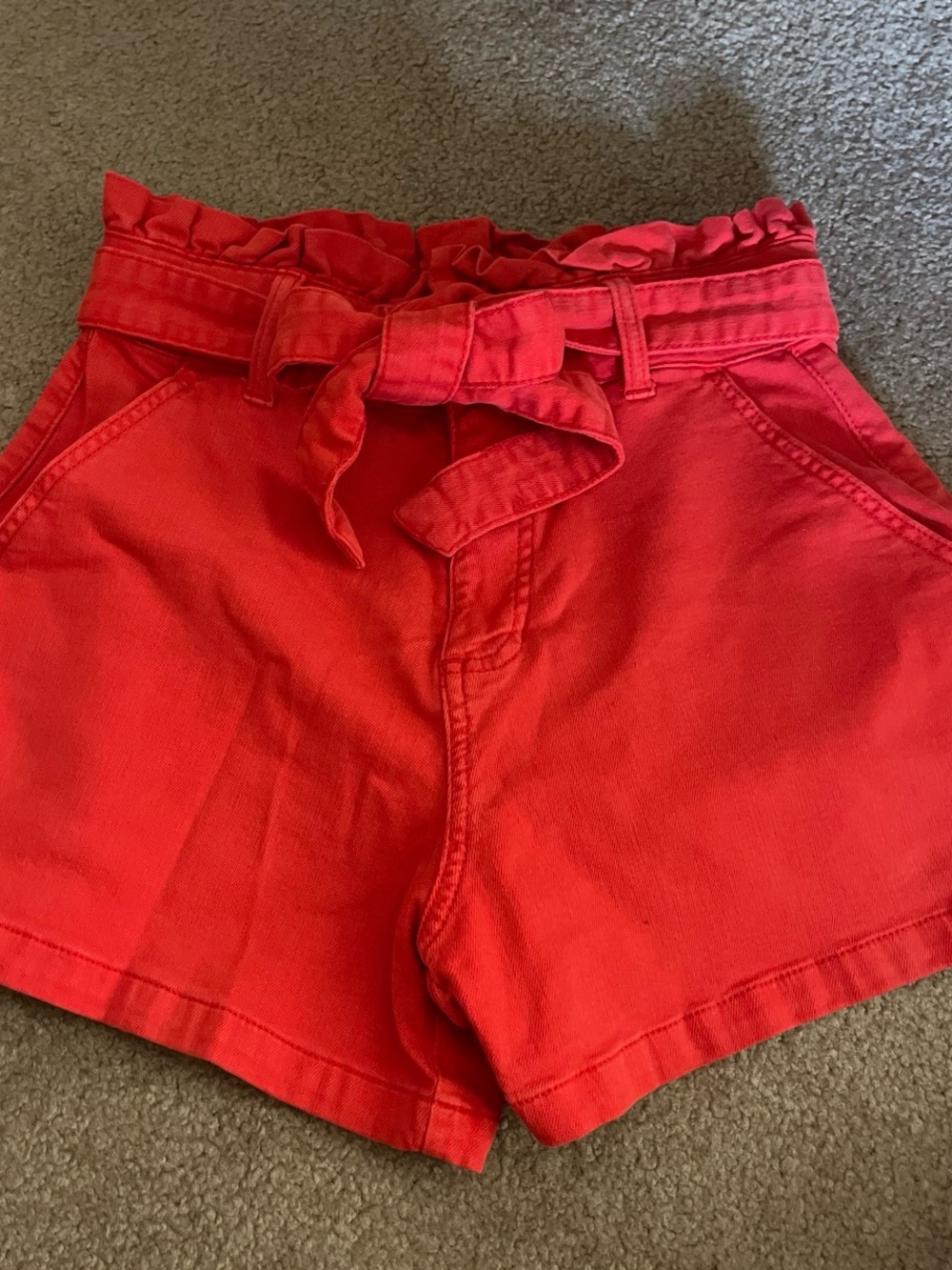 LC Lauren Conrad Red High-Waist Paperbag Tie Shorts